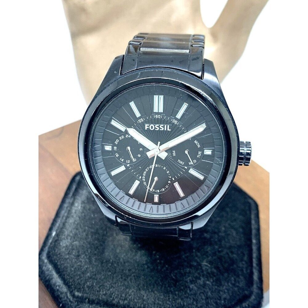 Fossil Men's Watch BQ1509 Quartz Chronograph Black Dial Stainless Steel 45mm